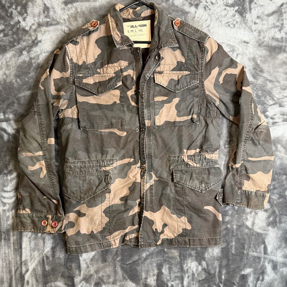 Men’s Camouflage Military Field Jacket - Black & Tan